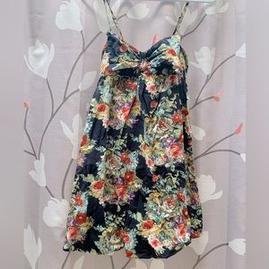 Black floral cocktail dress